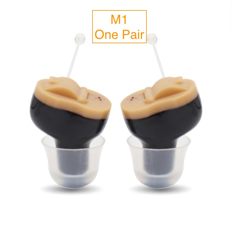 Mini CIC Hearing Aid Invisible Hearing Aids Sound Amplifier Shopping: M1 Black Pair