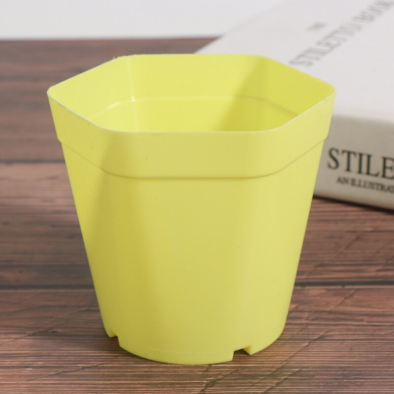 10pc mini urtepotter farverige plastik plante urtepotte plantekasser til sukkulenter indretning planter desktop urtepotter: Gul