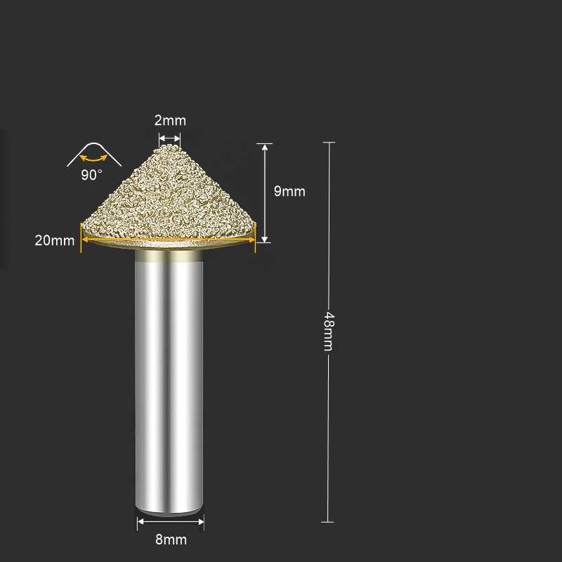 1 st. cnc-slipmaskin i solid hårdmetall med diamantsten för marmor, blåsten och sandsten, konskärare i bottenrelief: 8mm