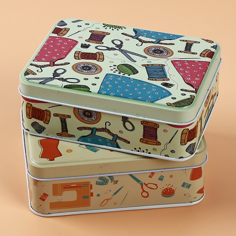 Popular Metal Iron Box Cosmetic Box Sewing Kit Tin Box Thread Stitching Embroidery Craft Sewing Kits Home Organizer