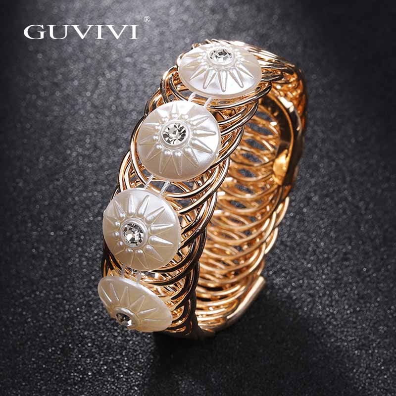Luxe Verstelbare Bloem Armbanden Voor Vrouwen Meisjes Goud Kleur Crystal Open Manchet Armbanden & Bangles Etnische Hand Sieraden