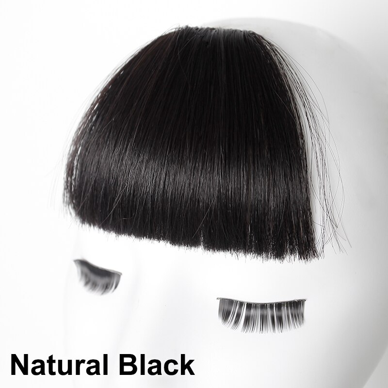 AOSIWIG Pure Blunt Above the Eyebrows Bangs Hair Extension Synthetic Wig Natural Black Light Dark Brown High Temperature Fiber: Natural Color