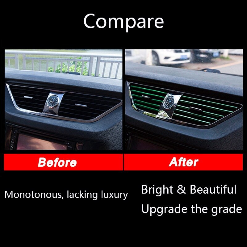 Universele 10 Stuks Auto Air Outlet Decoratie Strip Diy Auto Interieur Airconditioner Chroom Decoratie Strip Auto Interieur Mouldings