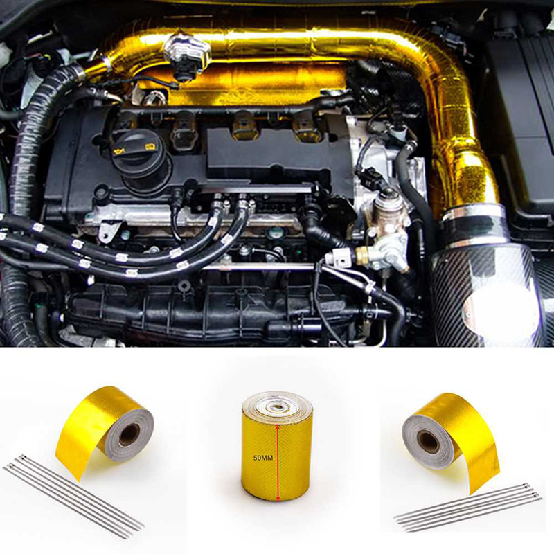 Universal Automobile Exhaust Pipe Car Insulating Tape Aluminum Auto Foil Decorate Insulation Adhesive Tape Heat Shield Tape