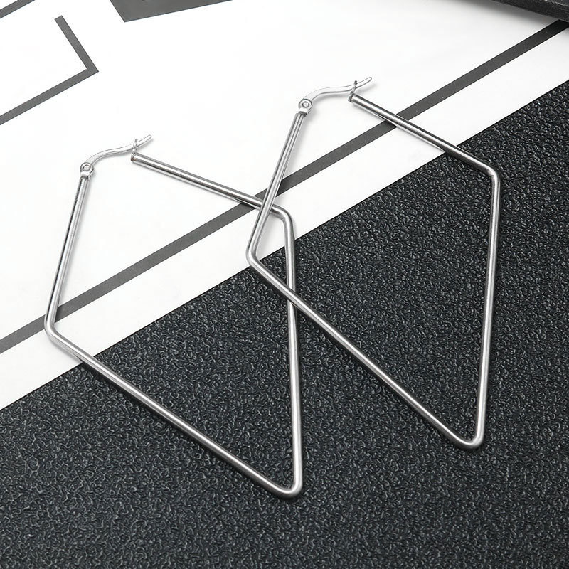 Stainless Steel Geometric Big Hoop Earrings for Women 30/40/50/60mm Simple Square Sleeper Earring Jewelry