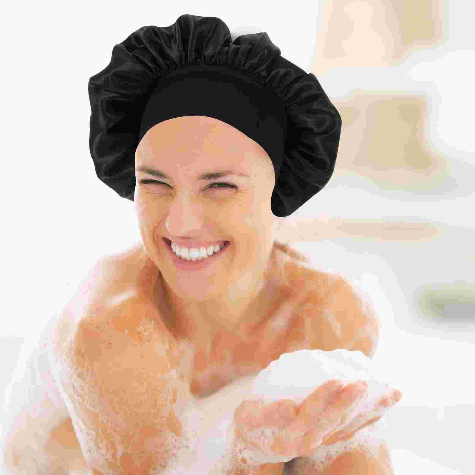 2Pcs Simple Nightcap Stretchy Home Sleeping Hat Waterproof Bathing Hat