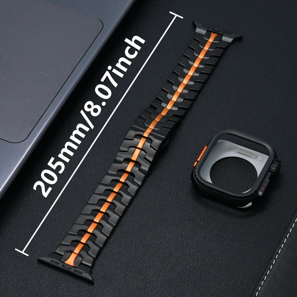 Roestvrij stalen band voor Apple Watch-band 49 mm 46 mm 45 mm 44 mm Vlindergesp Link-armband + kast Iwatch 10 9 8 7 6 5 Se Ultra