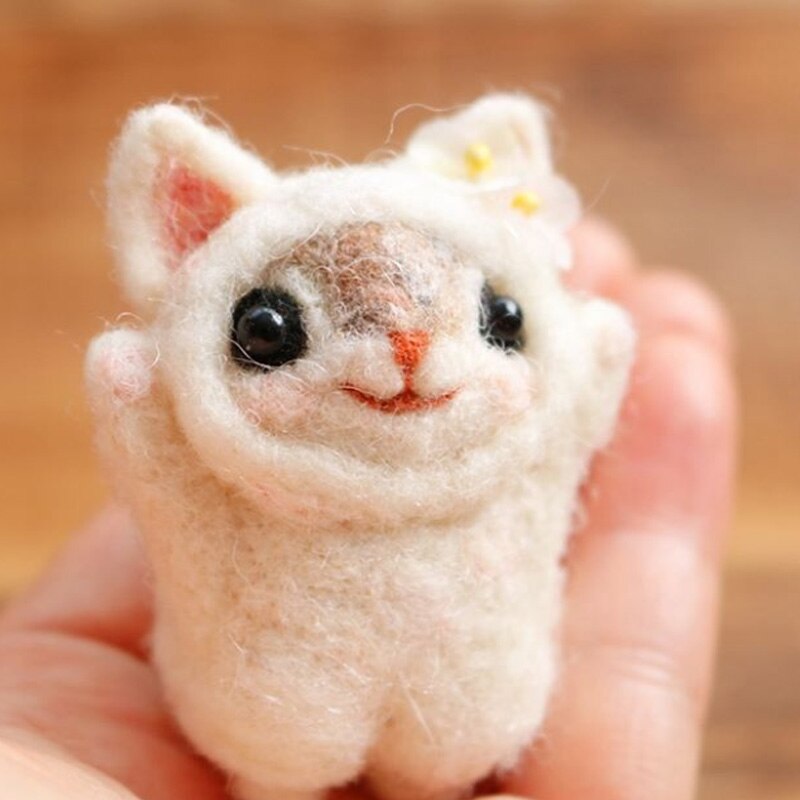 Jiwuo sød kæledyr mus kanin egern uldfiltre legetøj dukke uldpiltemateriale pakke materiale diy filt ikke-færdig