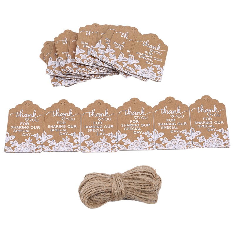 50Pcs/pack Vintage White Lace Printed Kraft Cards Card Decoration Paper Wedding Party Invitation Tag Card Decoration: Default Title