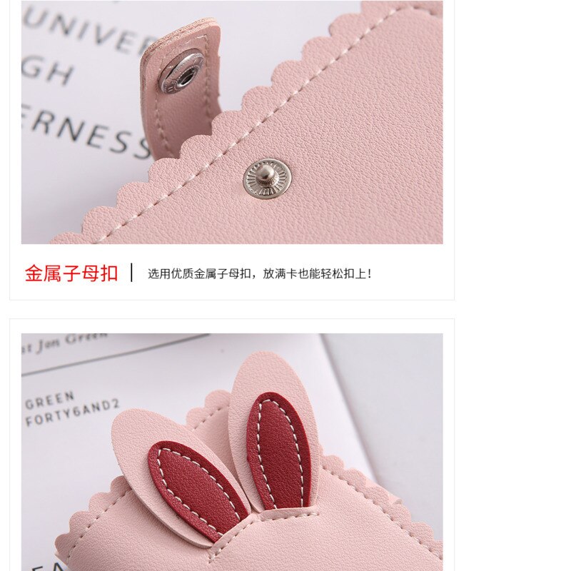 Schöne Cartoon Kaninchen Karte Fall Visitenkarte Halter Frauen Kredit Passport Karte Tasche ID Passport Karte Brieftasche Rosa Weiß