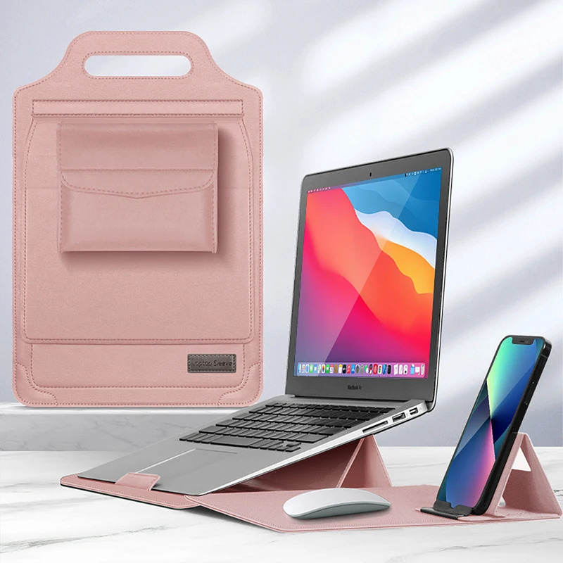 Laptop Sleeve Bag 5 in 1 Laptop Stand Case with Cable Mouse Pad Pouch for MacBook Huawei Matebook 11 12 13.3 13 14 15 Cover