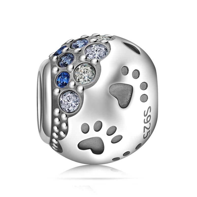 DALARAN DIY Bracelets Footprint Charms Sterling Silver 925 Beads Dazzling Blue Zircon Fit Necklace For Women Jewelry Making: Default Title