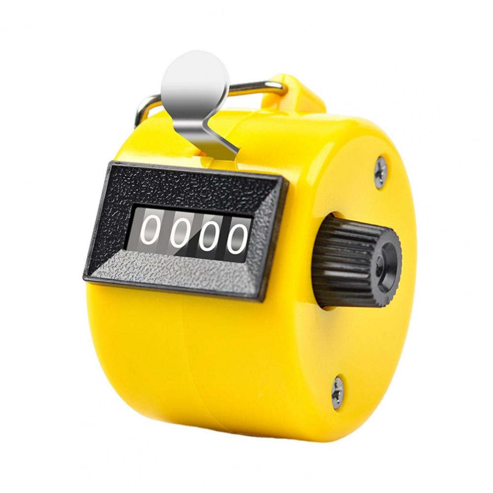 Metal Hand Tally Counter Clicker with 4 Digit Display No Battery Required Portable Mechanical Clicker Counter Sports Supply 만보기: Yellow