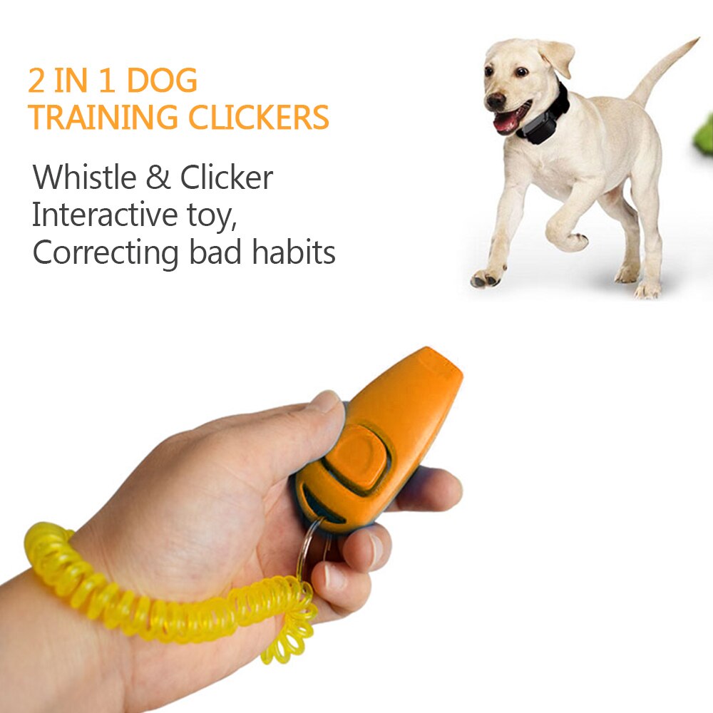 Dog Clicker Toys Pet Training Clicker Obedience Dog Cat Training Trainer 2 in 1 Whistle Pet Training Tools Key Ring