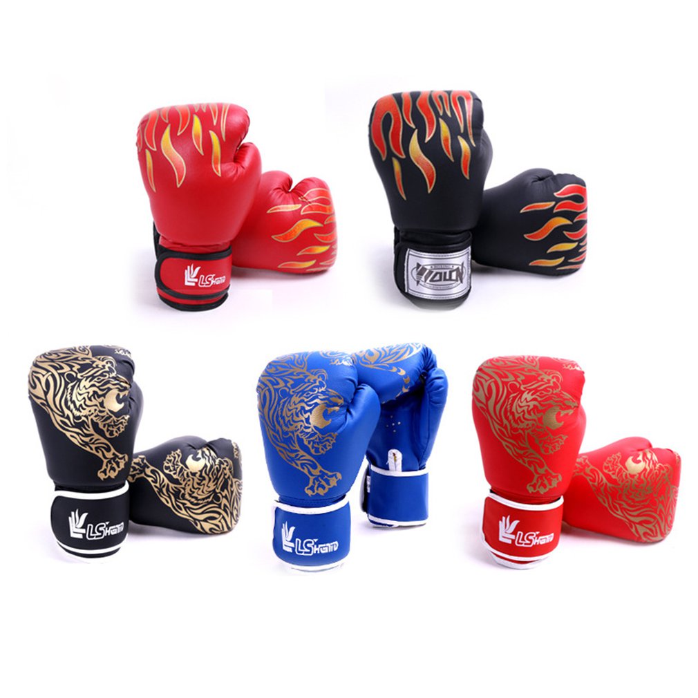 Gants de boxe hutu à flamme rouge pour adultes et enfants, gants de dessin animé sanshou pour gants d'entraînement de boxe et couvre-poings