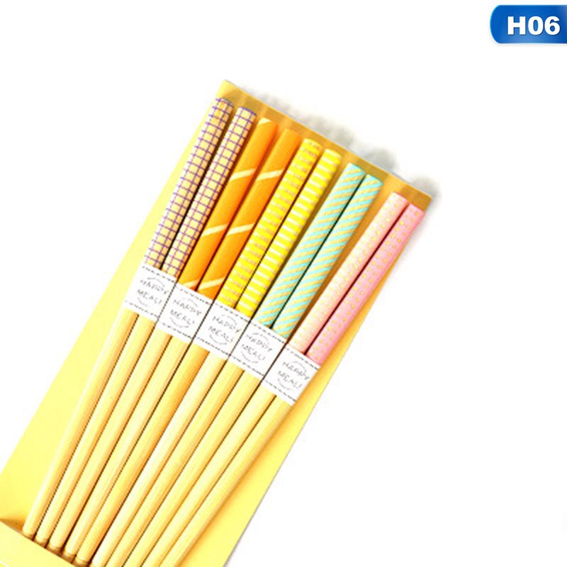 5 Pair Chopsticks Handmade Bamboo Japanese Natural Wood Chopsticks Sushi Food Multi Color Wooden Chopsticks Reusable