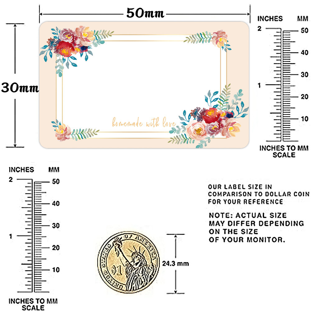 50-250 Stuks Bloemen Naam Etiketten Keuken Lege Handgeschreven Datum Stickers Koelkast Vriezer Voedsel Opslag Kleine Bedrijven 3*5 Cm