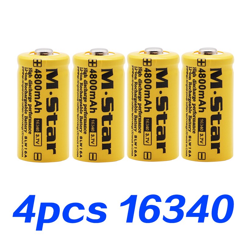 4800 mah 3,7 V Li-Ion 16340 Batterien CR123A Batterie Für LED Taschenlampe Reise Zauberstab Ladegerät Für 16340 CR123A Batterie: 4Stck