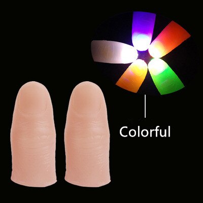 1 para kreatywnych magicznych twórców czerwone zapalają się kciuki porady z doprowadziło czerwony magiczny kciuk wskazówka światło iluzja miękki standardowy rozmiar 2 sztuk rekwizyty: kolorowy