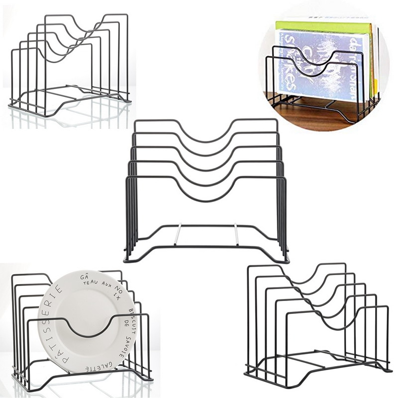 1pc Kitchen Shelf Pan Rack Cutting Board Holder Storage Pot Lid Organizer Stands Tapas Cover Stand Iron Dish Rack #3