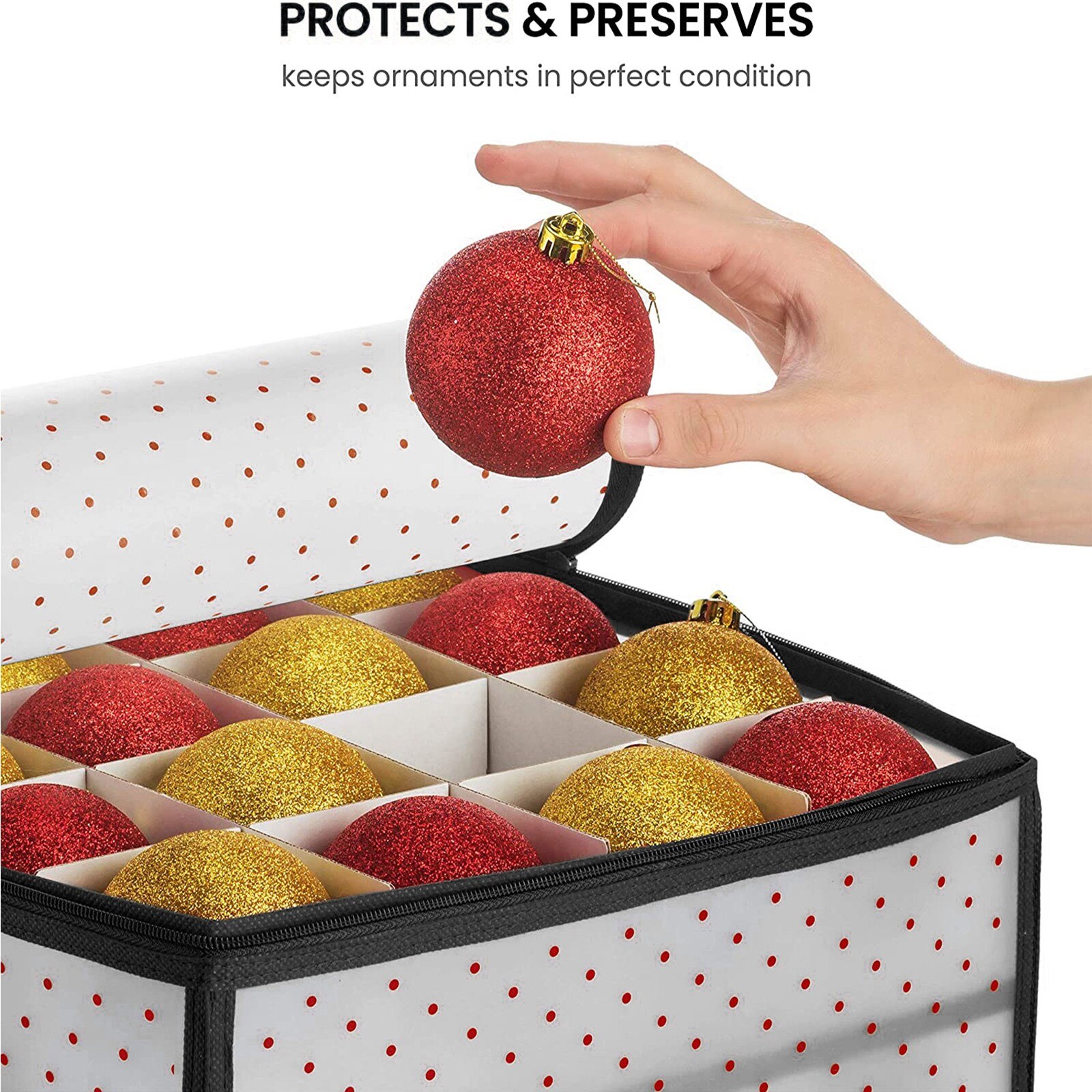 64 Baubles Storage Box Christmas Balls Organiser 64 Bauble Xmas Tree Decoration Storage Bags With Lid Transparent Bag D08