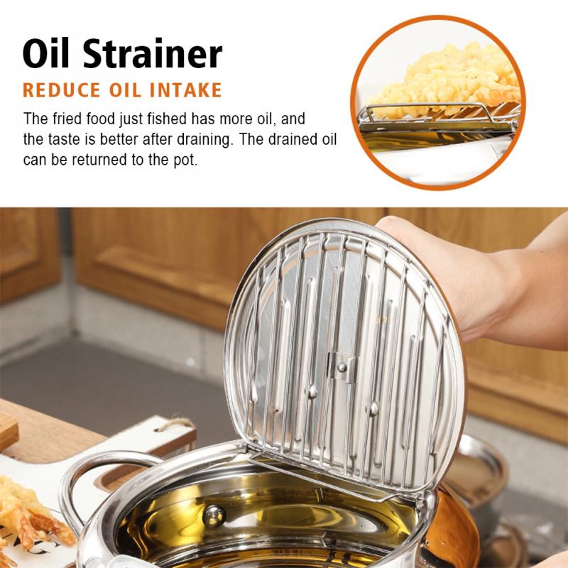 Japanese Deep Frying Pot Kitchen Home Cooking Tools Deep Fryer Fried Chicken Temperature Control With Lid