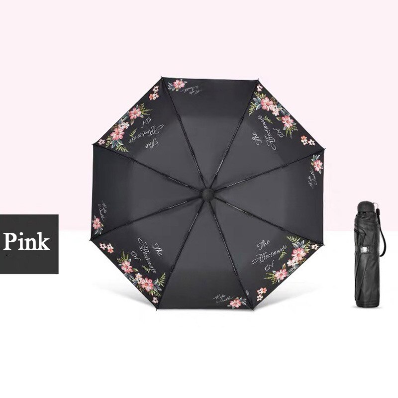 Paraguas de la mejor china para mujer, sombrilla plegable Anti-UV, a prueba de viento, de viaje, de: Rosa
