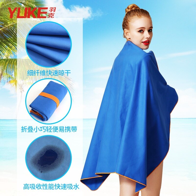 Yuke badehåndklæde absorberende hurtigtørrende voksen strand sports håndklæde kvinders fjedre absorberende håndklæde svømme eq
