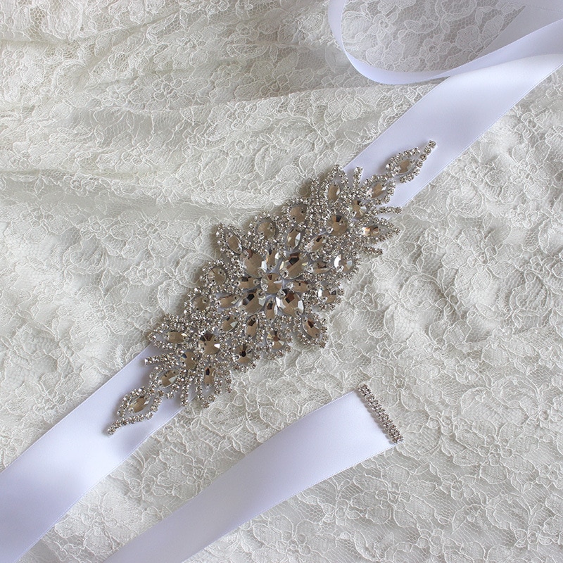 AYiCuthia Kristall Hochzeit Zubehör Satin- Hochzeit Kleid Gürtel Braut Band Bund Schärpe Gürtel für Abend Prom Dresse Y1