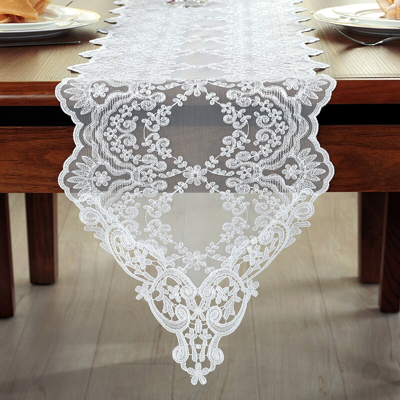 White/Black Lace Table Runner Embroidery Table Runners Modern Home Decor Table Decor Cover chemin de table mariage