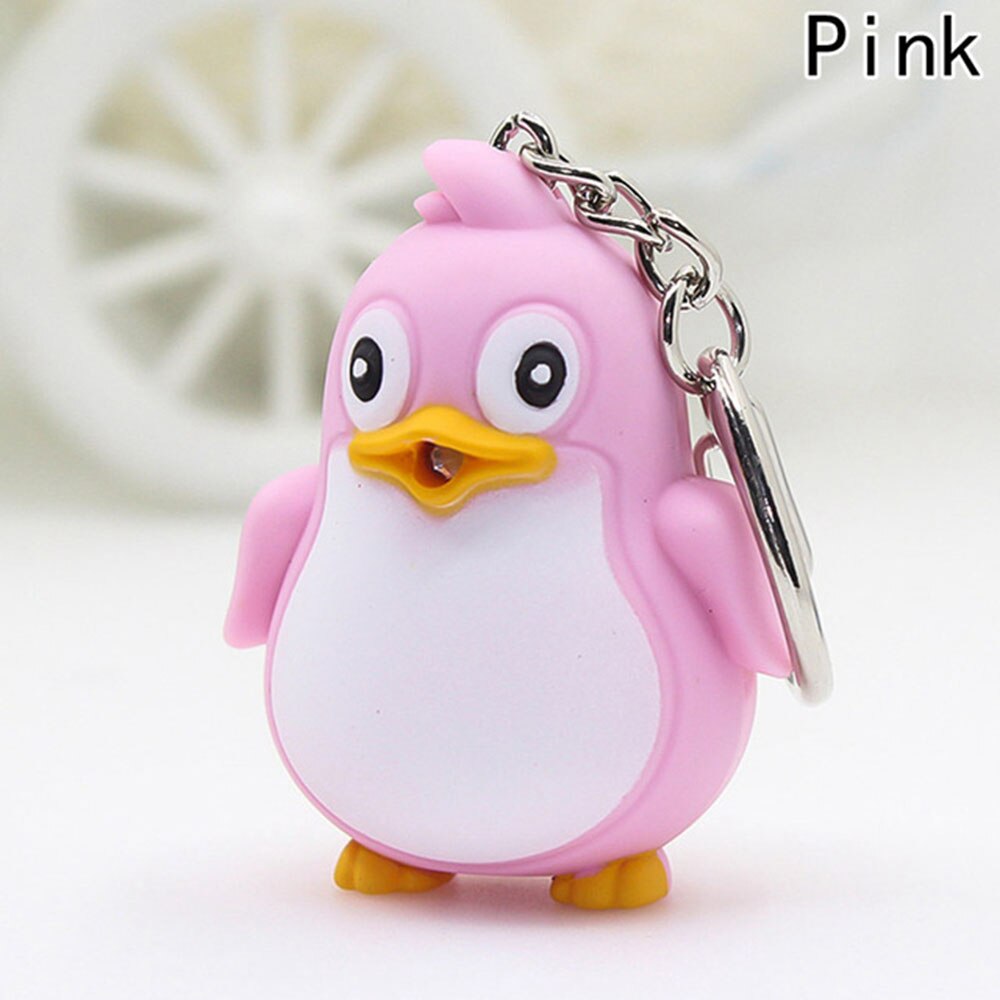 ASSHO 3pcs Pink Flamingo Shape Keychain Cute Novelty Ring Child Toy Mini Gift Flashlight & Sound - Pack Of 3
