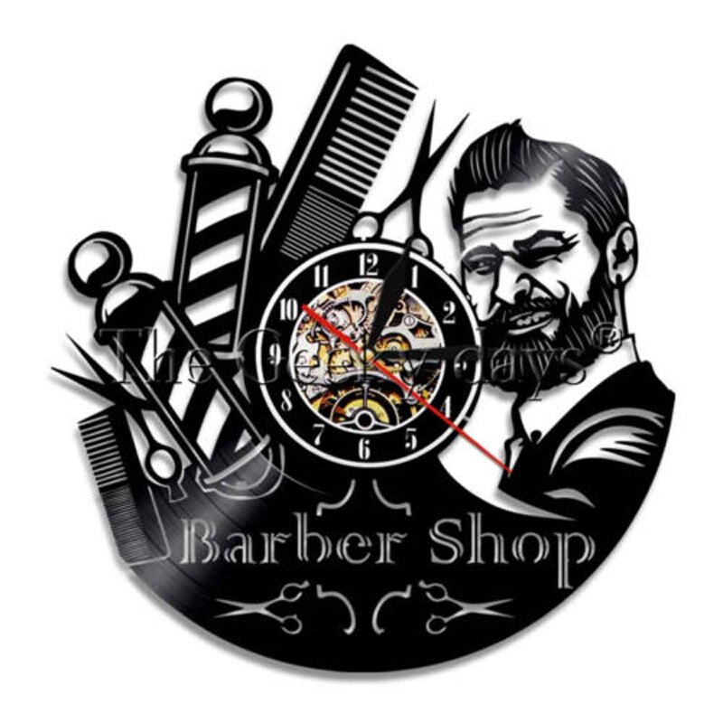 Barbershop Vinyl Record Wandklok Modern Kapper Kapper Klokken Opknoping Muur Horloge voor Kapper Kapsalon: 12