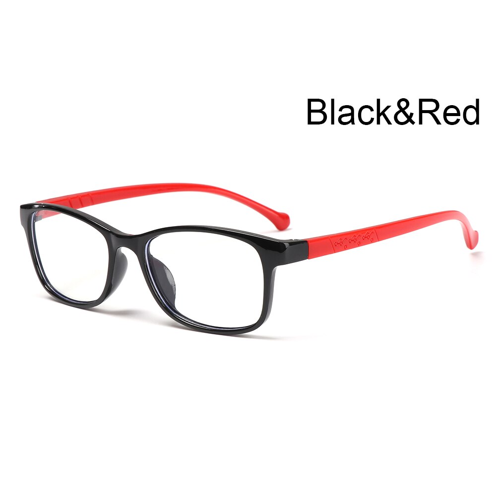 1Pc Anti-Blauw Kids Bril Jongens Meisjes Draagbare Ultra Licht Frame Computer Oogbescherming Brillen Vision Care Bril: Type2-Black Red