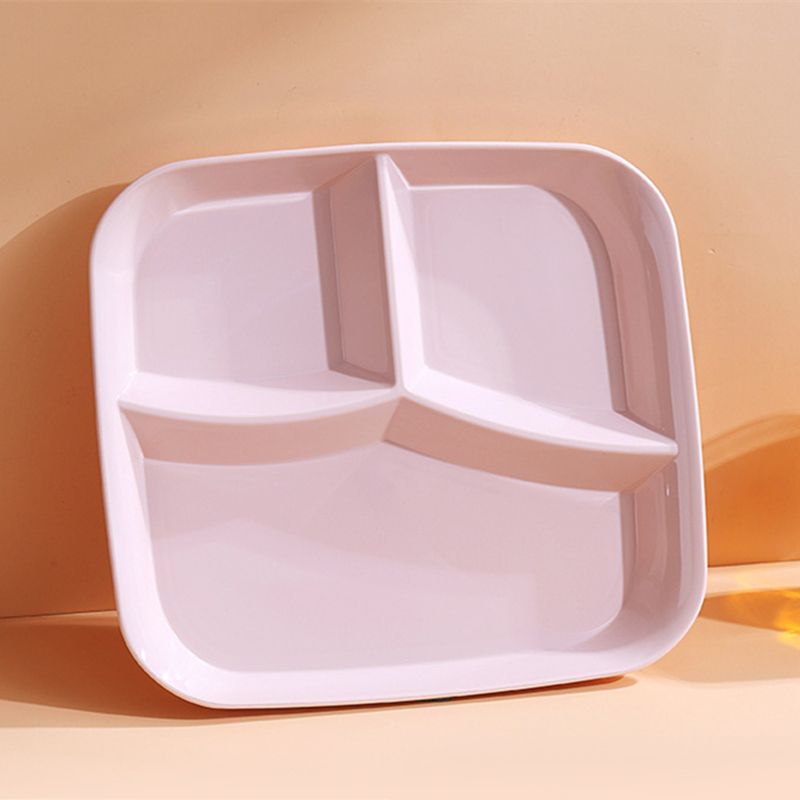 3-Grid Plates Dinner Plates Set Dinnerware Compartment Plate Serving Dishes Salad Kitchen Eco-friendly Tableware Dishwasher safe: Pink