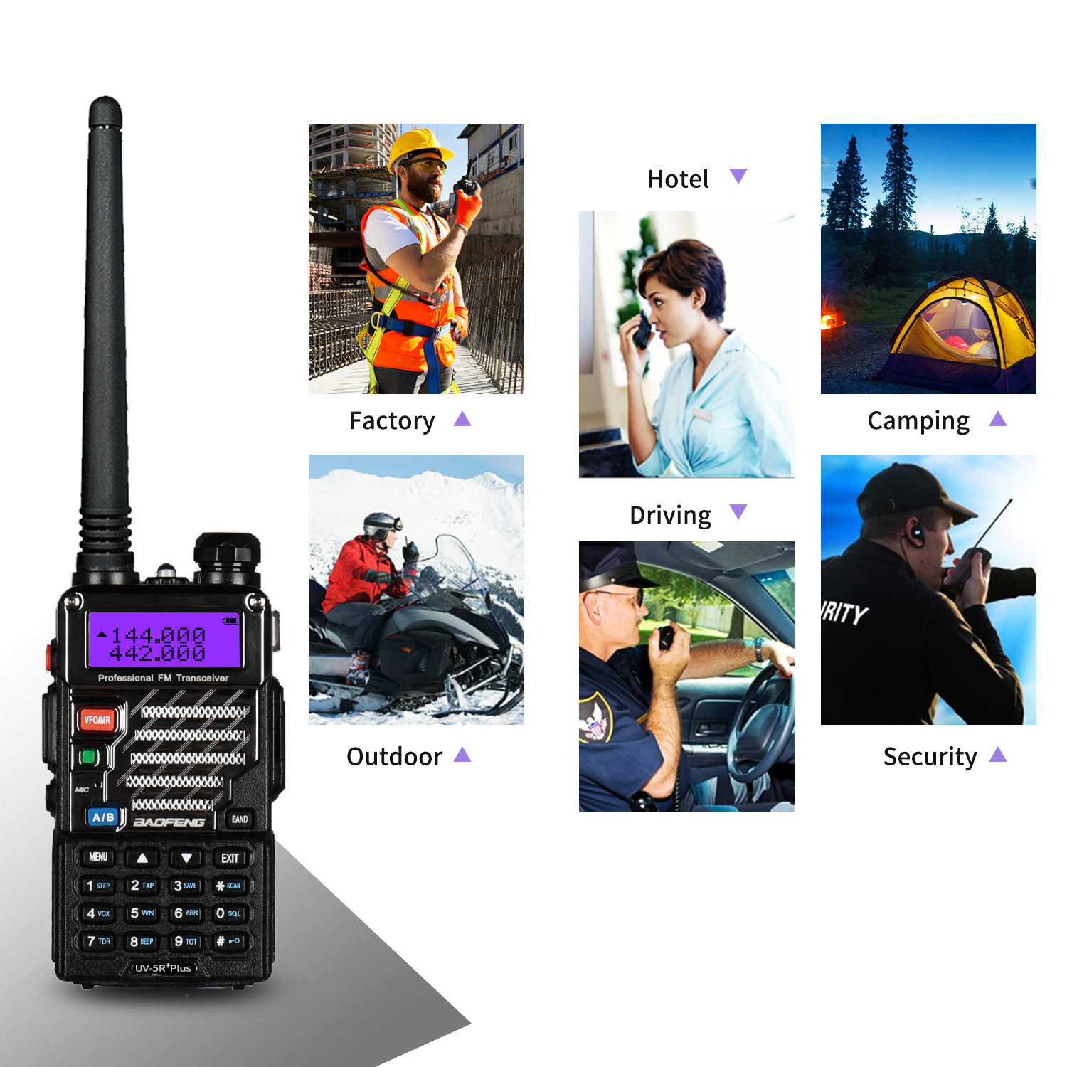 BAOFENG UV-5R+ Plus Two Way Radio, Long Range for Adults Rechargeable with Earpiece, Walkie Talkie for Outdoors
