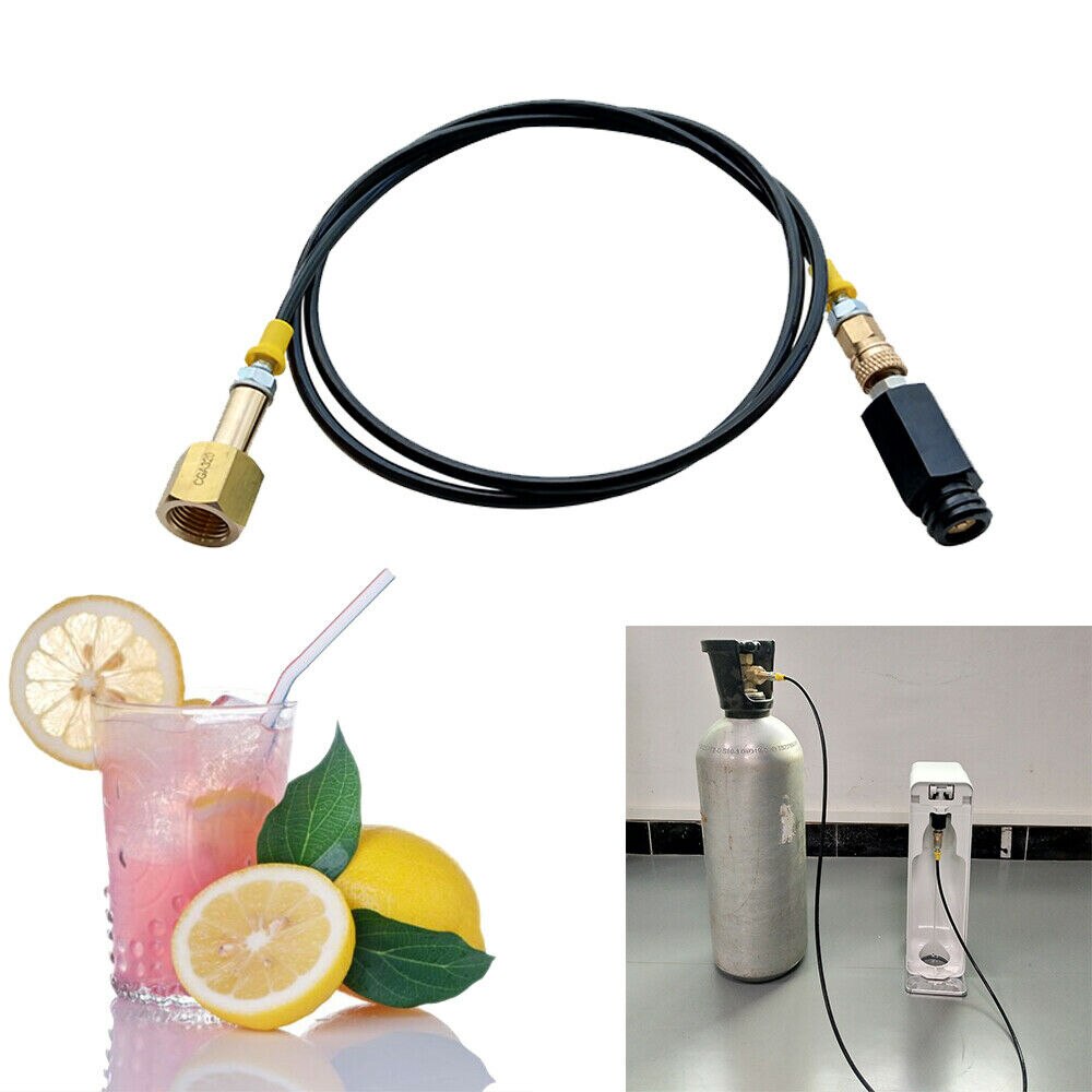 Kitchen Soda Machine External Hose Adapter Kit cga320 co2 Oil Storage Tank 1.5M Black High Pressure Tube With Black Joint