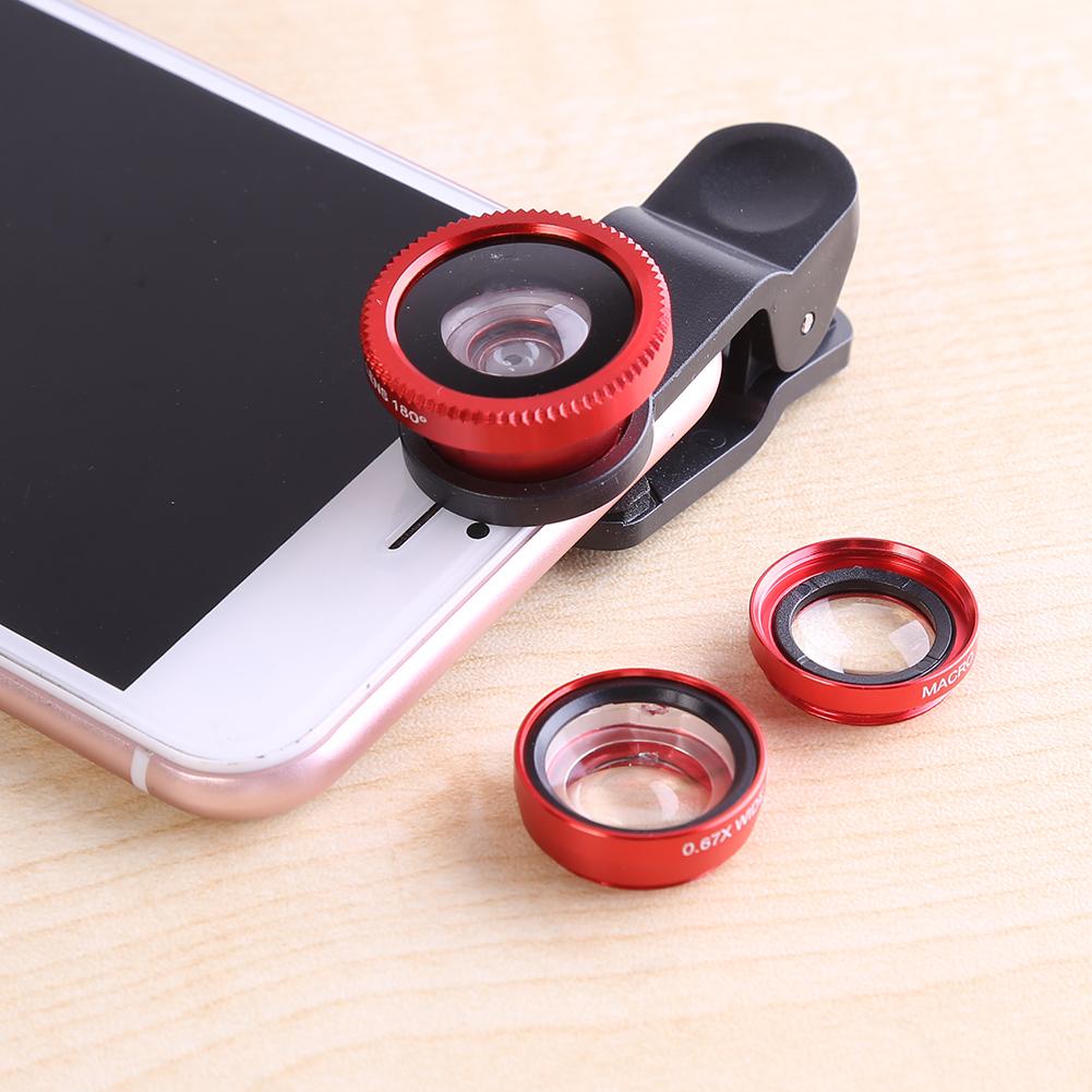 3 in 1 Wide Angle Alloet Fisheye lens 0.67x Wide Angle Zoom lens Phone Camera Lens Kits For IPhone Samsung Smartphones