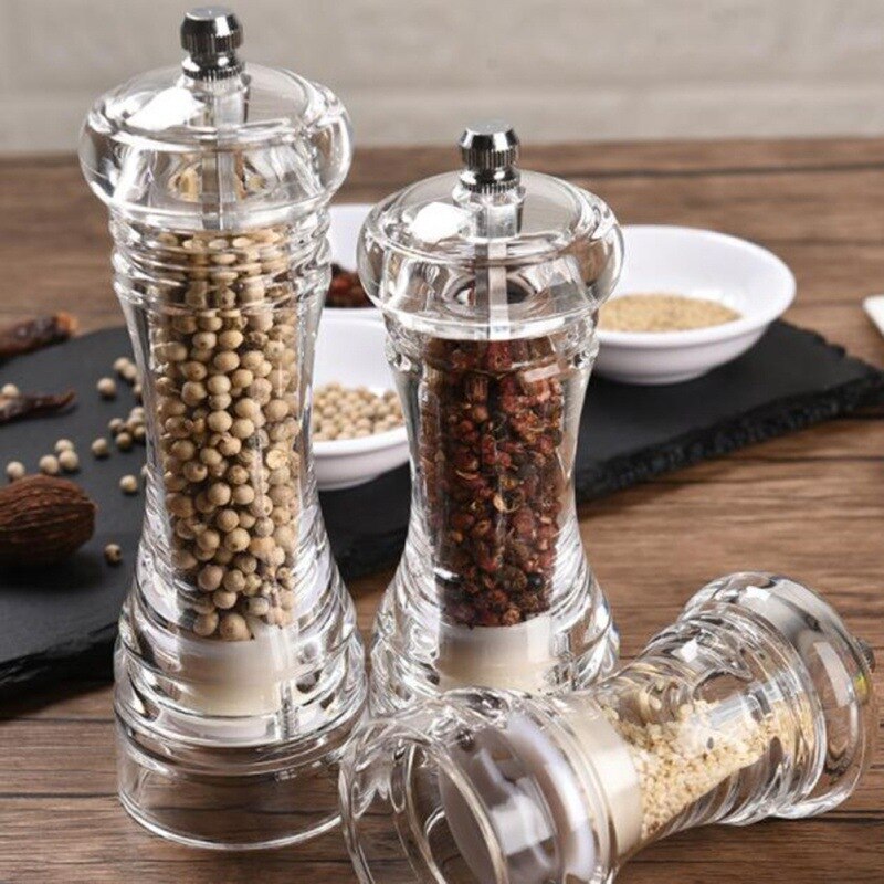 Acrylic Transparent Pepper Grinder Manual Pepper Grinder Ceramic Core Multi-purpose Seasoning Bottle For Kitchen Mills