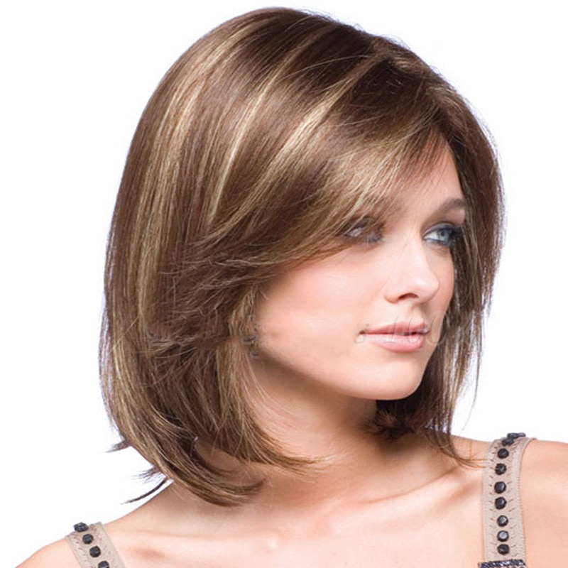 HAIRJOY Heat Resistant Synthetic Short Bobo Hair Wigs for Women Blonde Highlighted Wigs Cosplay Wigs