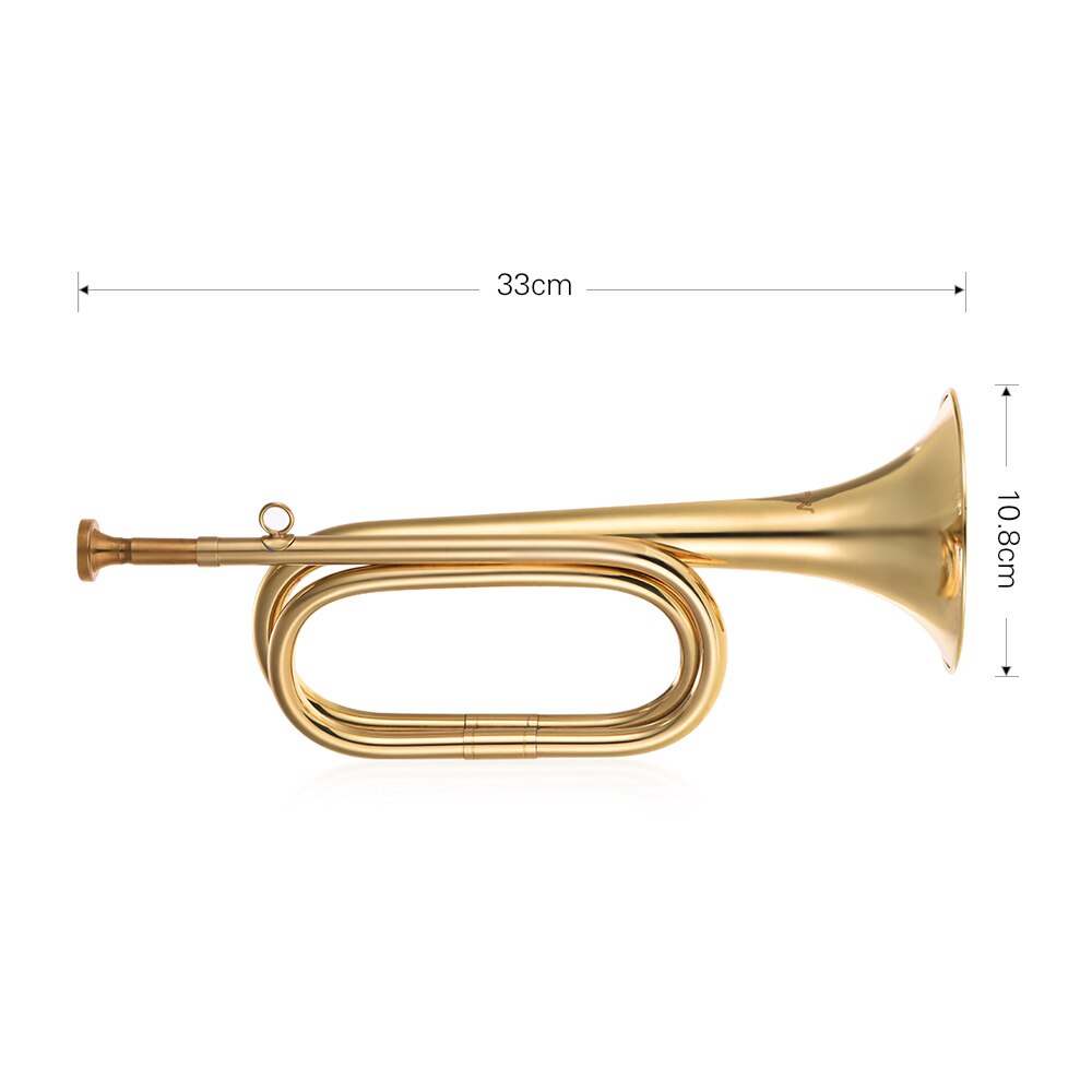 Muslady 2pcs/ Pack Brass Bugle B Flat Cavalry Horn Trumpet with Mouthpiece Gold