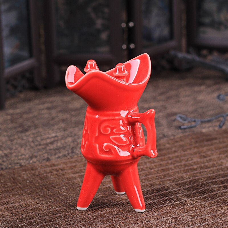 Chinese antique ceramic liquor wine cup set goblet glass old fashioned sake small white wine spirit drinking cup 2pcs: Red / 60ml
