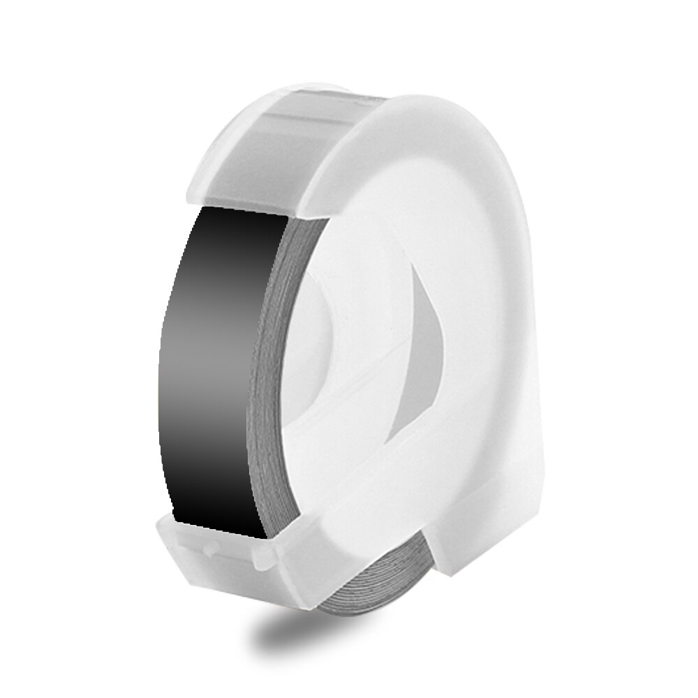 1 roll 9MM Compatible for Dymo 3D Plastic Embossing Tapes for DYMO 1011 1610 12965 MOTEX E101 Label Makers: White on Black