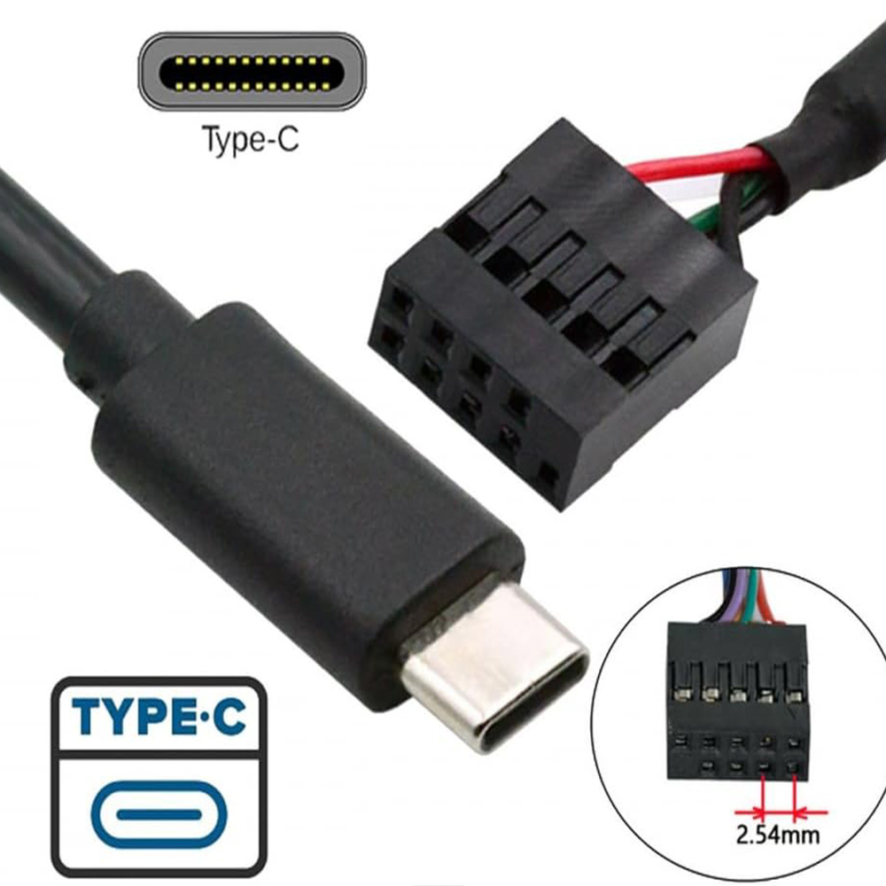 Kabel USB 2.0 Moederbord 9pin 10pin Header naar Type-C USB-C Kabel 50cm voor Mini Monitor Sensor Panel camera: Default Title
