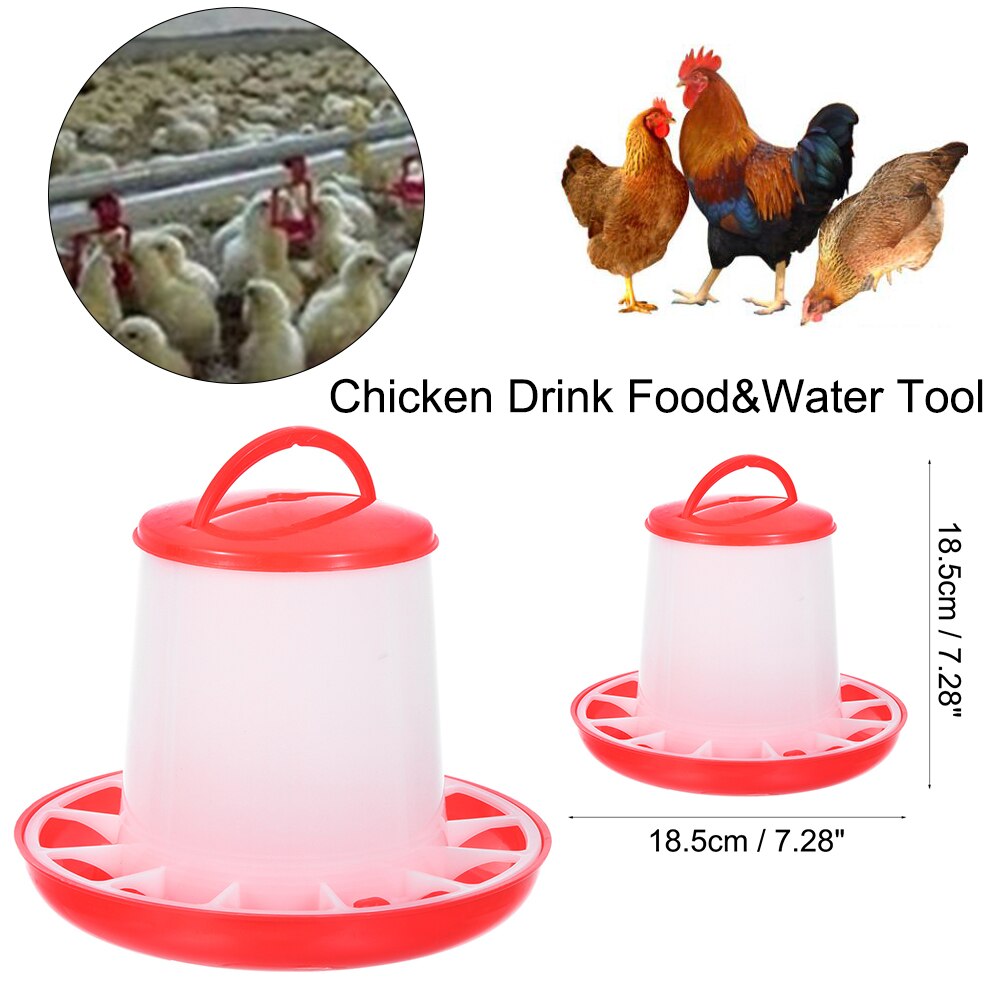 Bærbar 1.5l kylling fjerkræ feeder fugl vagtel mad drikke vand automatisk plastik spand til landmand fugl foderautomater