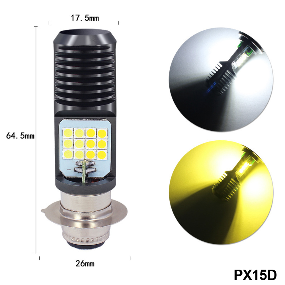 H4 LED Motorfiets Koplamp BA20D P15D 3030 24 MSD LED Gloeilampen Dual Kleur Wit Geel Plug En Play Voor ATV bromfiets: Donkergrijs