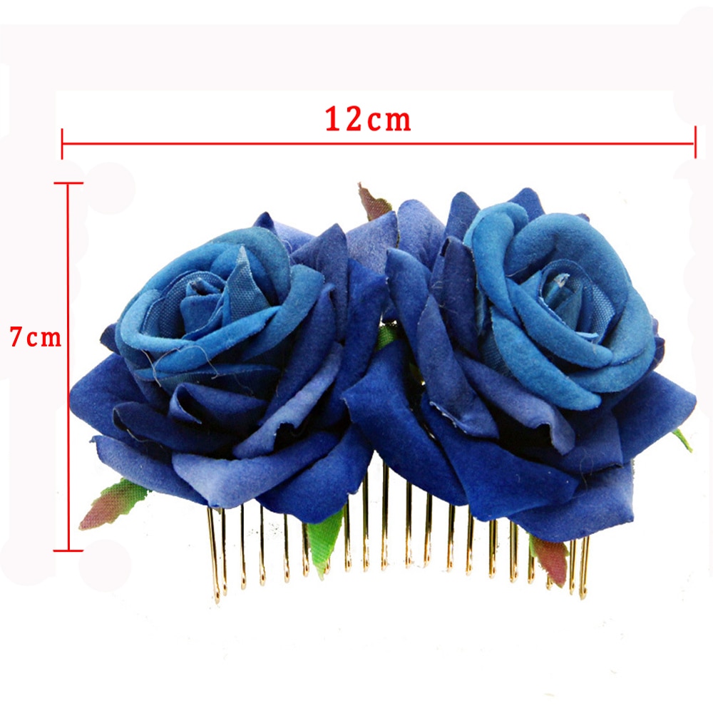 White/Red Rose Flower Hair Combs Wedding Bridal Jewelry Women Prom Headpiece Charm Hair Accessories Hair Pins Clips