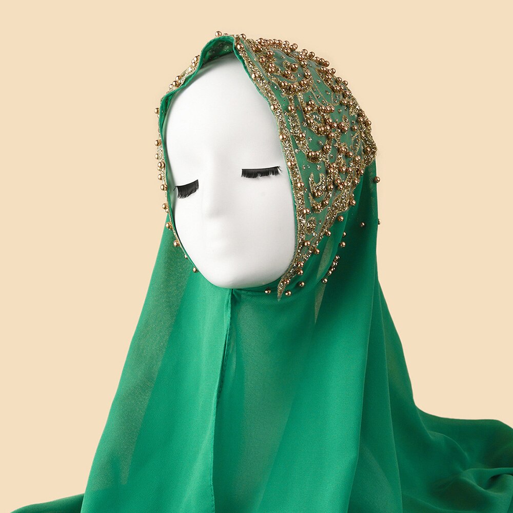 Ramadan Muslimischen Hijab Mit Strass Chiffon Schals Für Frauen Islam Kleidung Kopftücher Mit Stein Schal Damen Schleier: 11