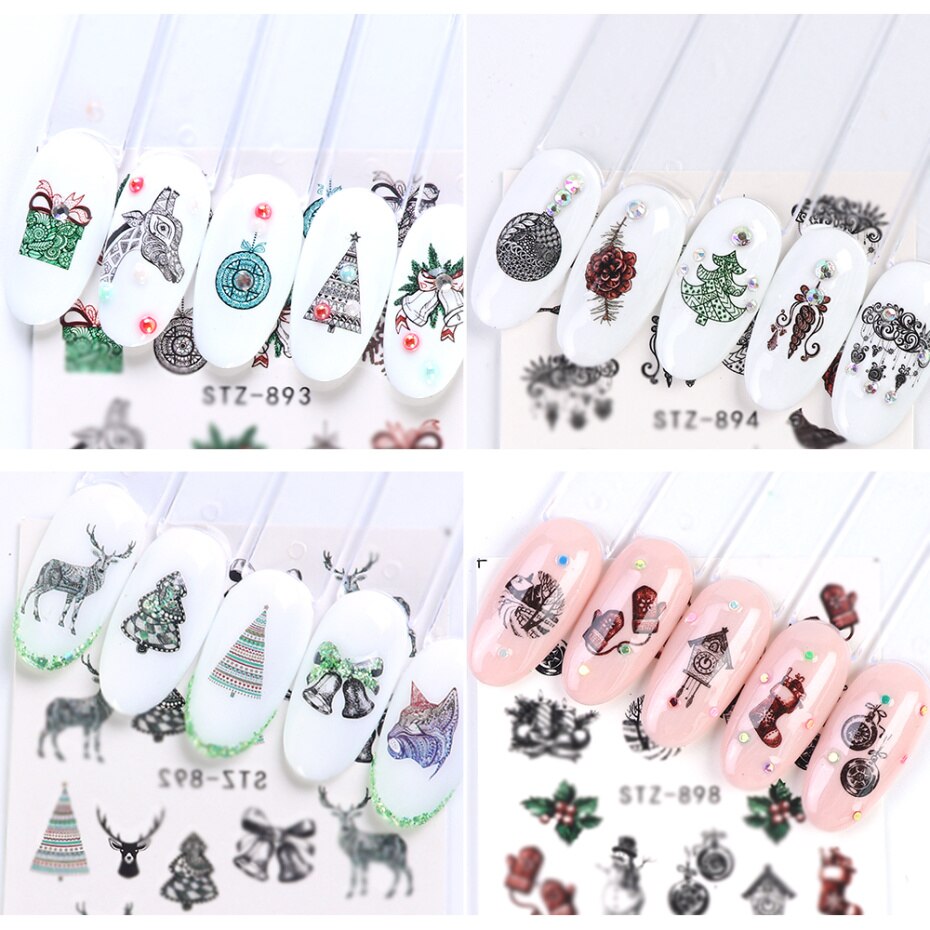 12 Stuks Jaar Stickers Voor Nagels Water Transfer Decals Manicure Art Decoratie Nail Sliders LASTZ892-905