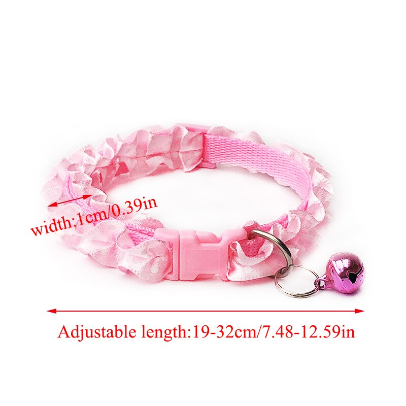 Collar de encaje con hebilla de Mascota, Collar ajustable con campana para gatos, cachorros y perros, accesorios al por mayor