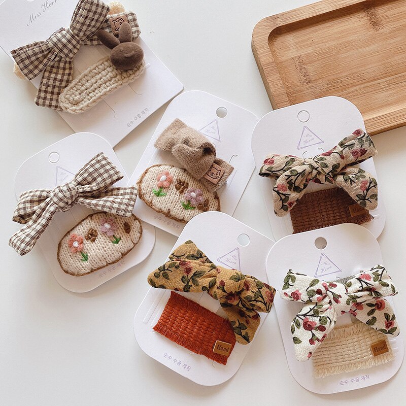Handgemaakte Baby Meisje Haarspelden Kids Hoofddeksels Wollen Gehaakte Baby Haar Clips Baby Haar Accessoires Meisjes Haarspeld Kinderen
